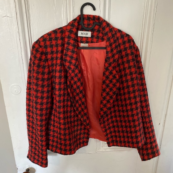 RED AND BLACK CLUELESS INSPIRED WOOL SKIRT AND BAZER SET - Picture 3 of 4